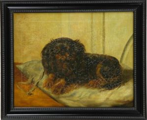 S. Lee (20th C.): Portrait of a Dog, Oil on canvas, signed lower right, framed; 16 x 20 in.